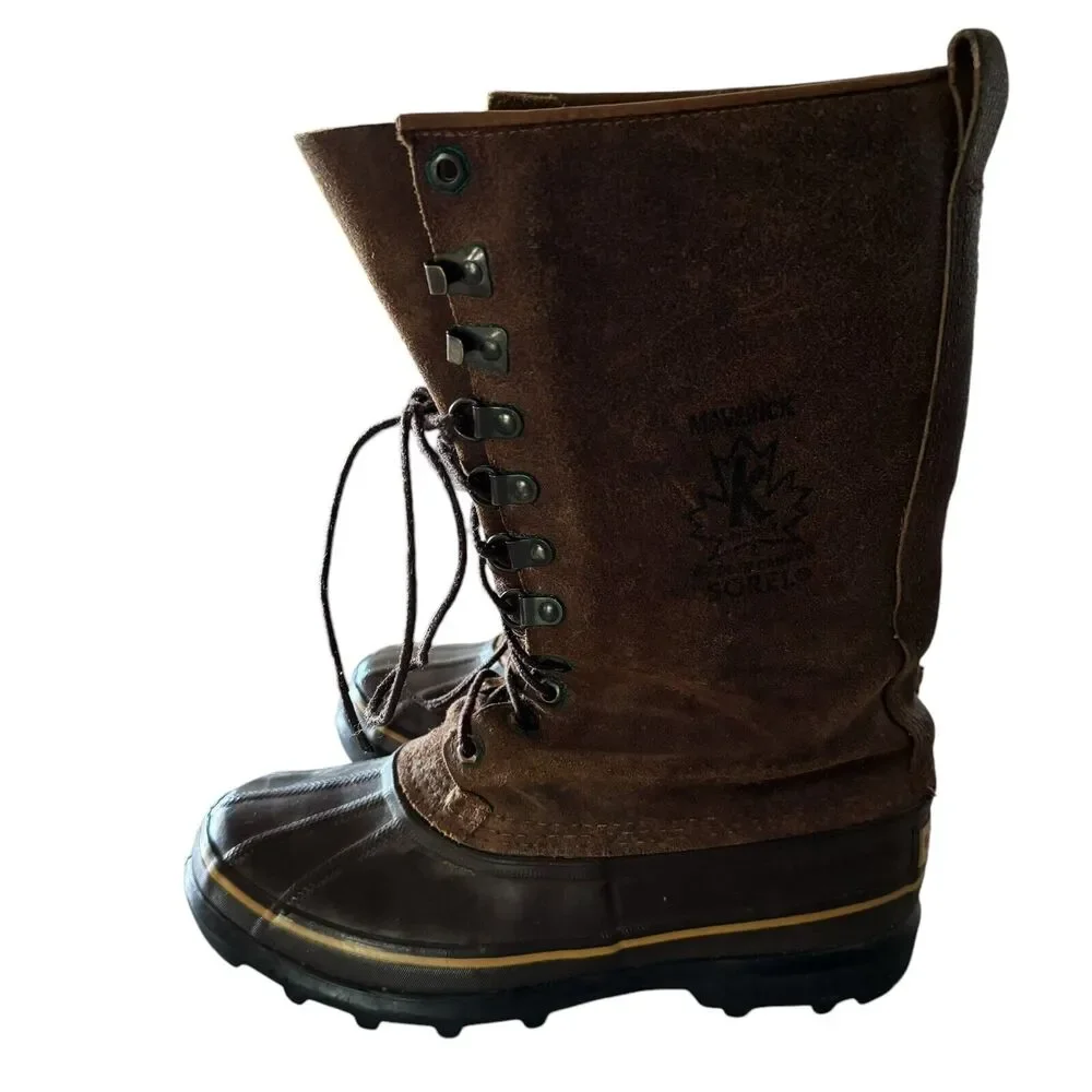 SOREL Mavericks‎ WINTER BOOTS Mens 7 Felt Lined LEATHER & RUBBER Snow CANADA